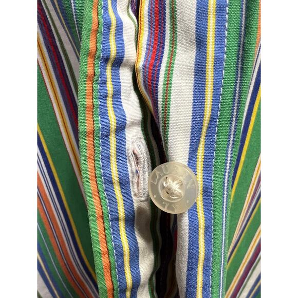 Vintage Y2K Lauren Ralph Lauren LRL Button Up Shirt Striped Cotton Roll Tab 3X - Picture 13 of 16